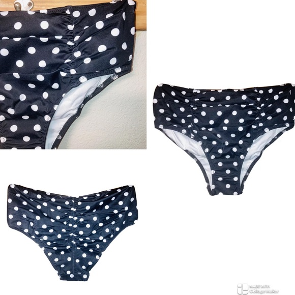 New Victoria Secret Polka Dot Y2K Scrunched Bikini Bottom - Picture 1 of 6